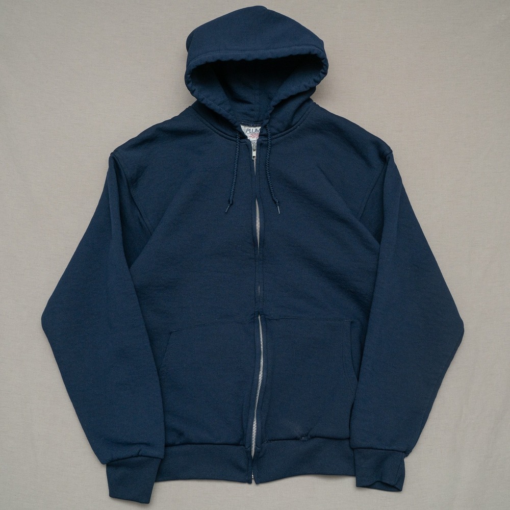 Vintage Pluma Double Face Thermal Lined Navy Blue Zip Up Hoodie Adult L‎